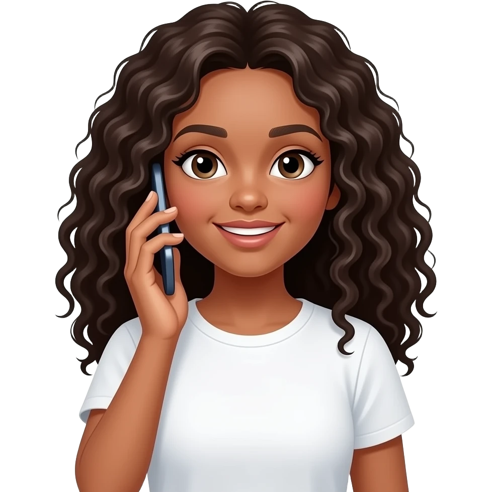 lightskin girl with curly hair talking on the phone emoji