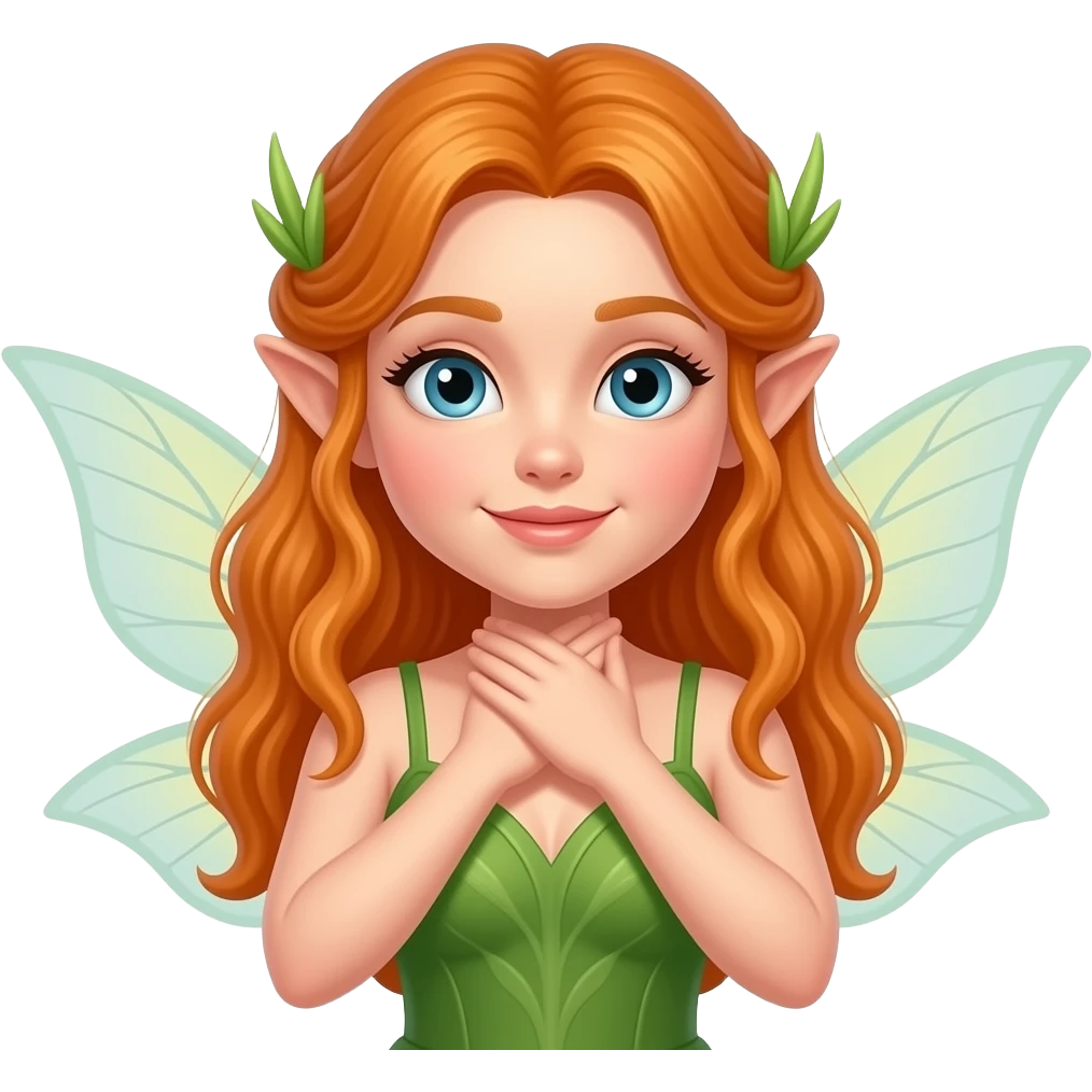 this fairy but ginger and with her hands around her neck emoji