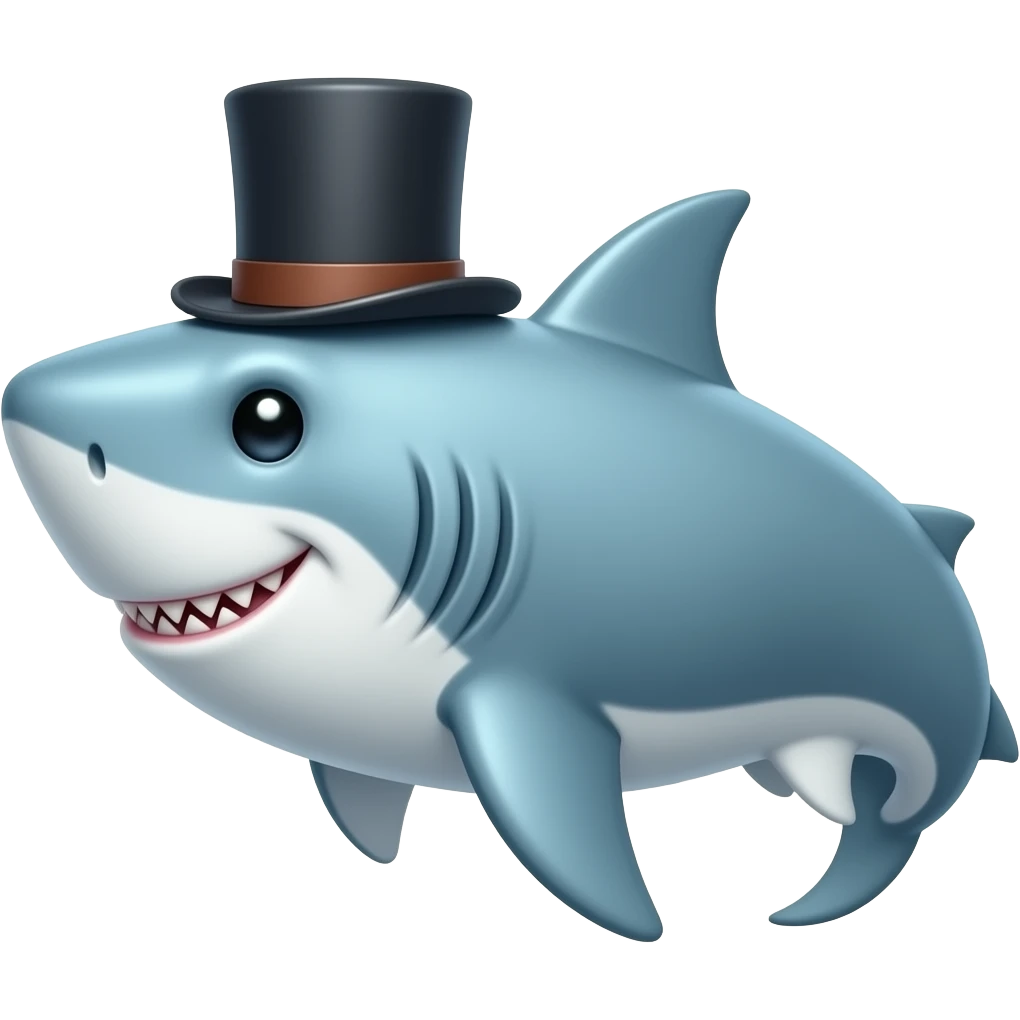 Shark with a top hat emoji