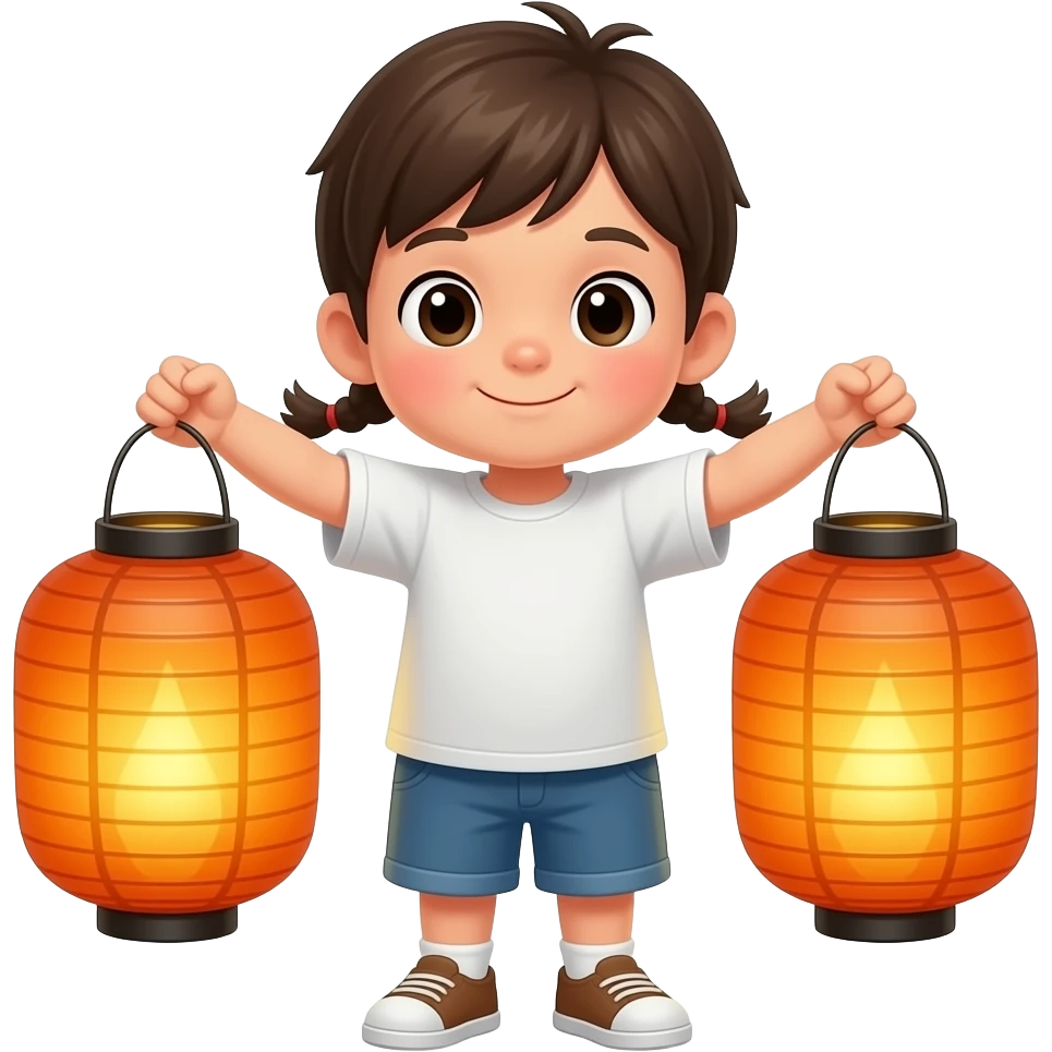 kid carrying lanterns emoji
