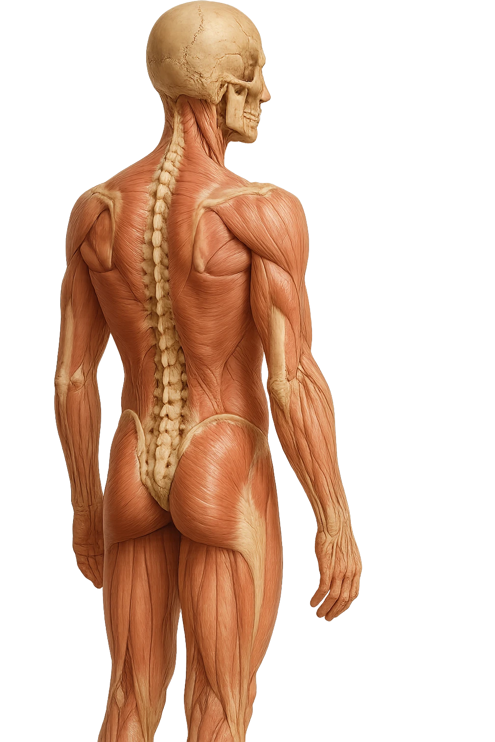 corpo umano anatomico di profilo realistico con schiena piatta, iperrealistico 4k emoji
