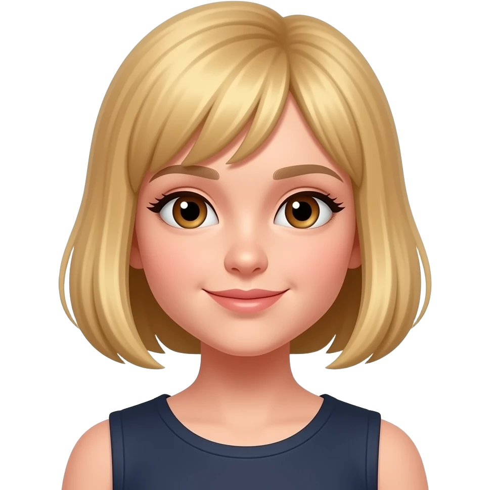a blond teenage girl with bob haircut and brown eyes, at a concert emoji