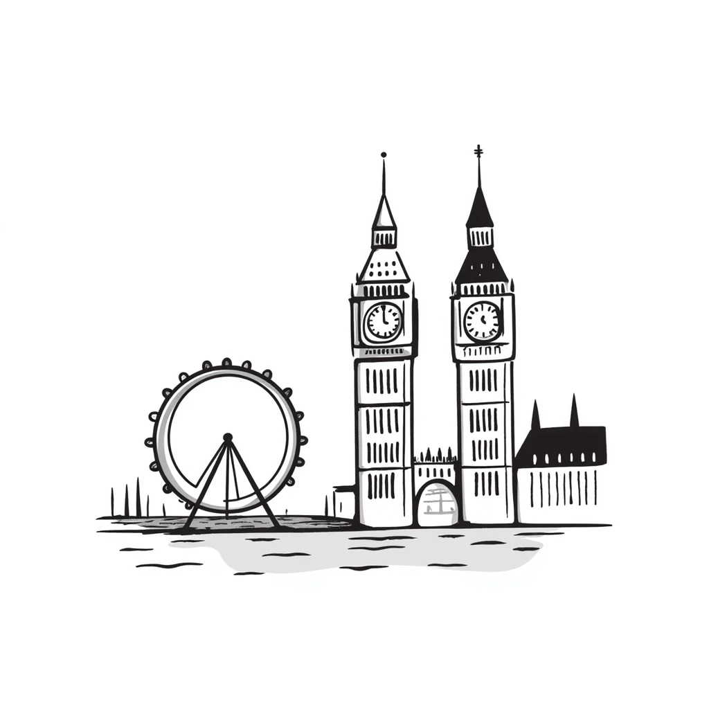 London cityscape with Big Ben and London Eye emoji