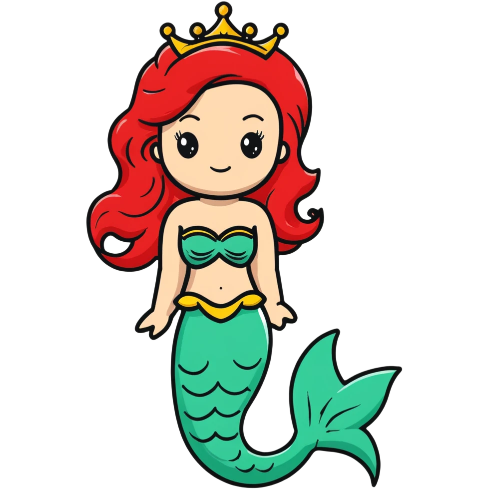 Ariel mermaid princess with red hair and green tail emoji