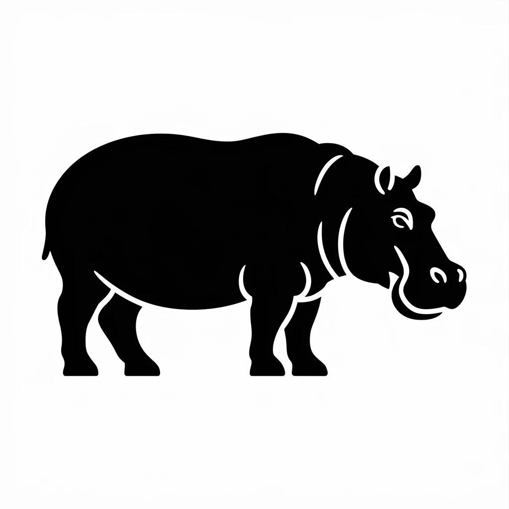 Hippo icon black silhouette emoji