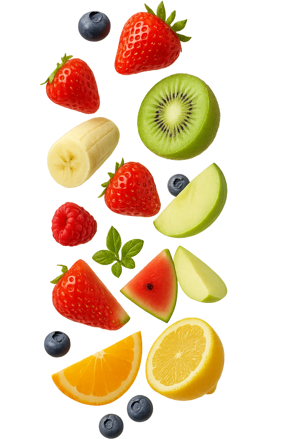 frutta mista cade dall'alto verticalmente emoji