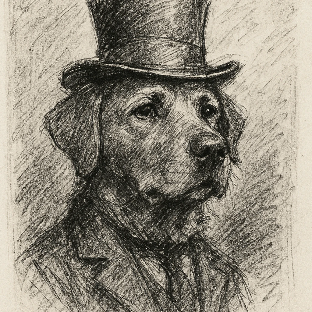 dog with tophat emoji