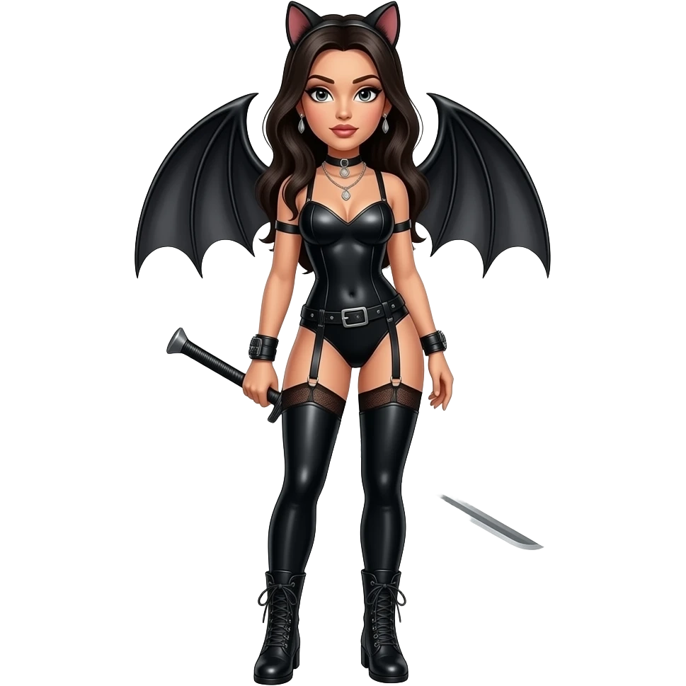 A Dominatrix in black leggings and black boots emoji