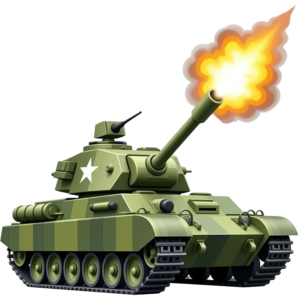 Tanque de guerra disparando y humo detrás emoji