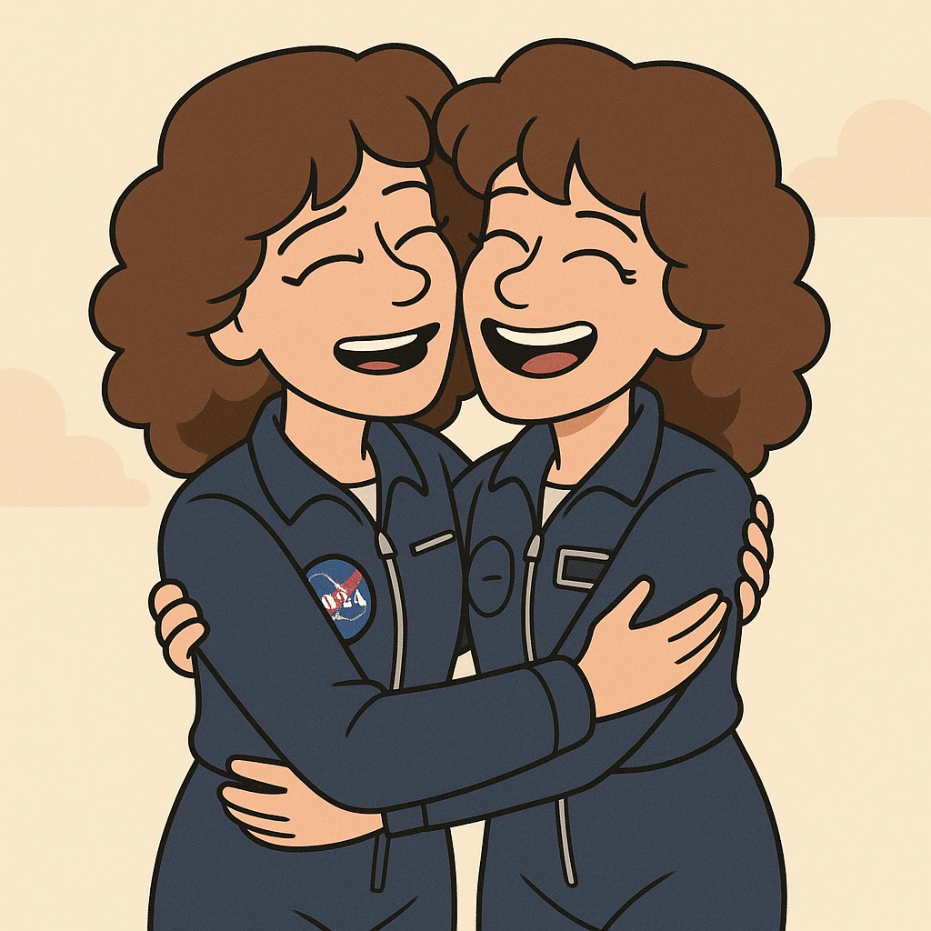 two Sally Ride Prince hug  emoji