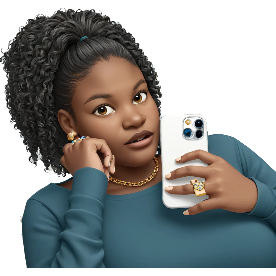 girl holding phone and jewelry emoji