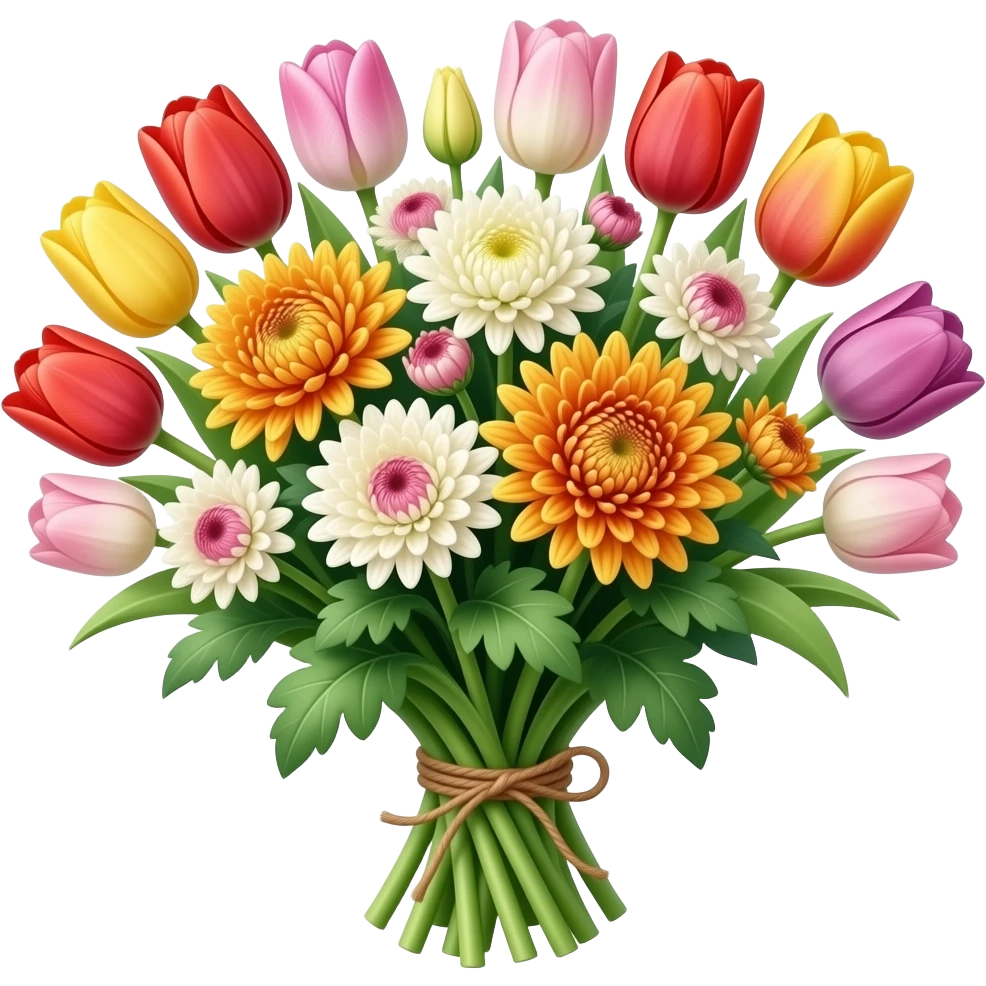 a bunch of chrysanthemums and tulips emoji