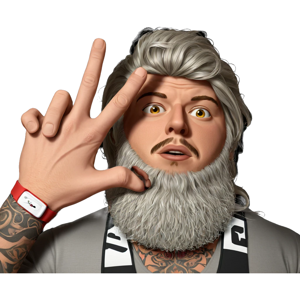 tattooed male with facial hair emoji