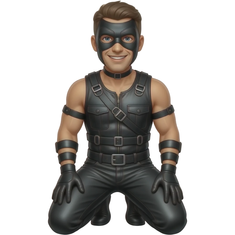 gimp emoji, rubbery texture, kneeling/bowing emoji