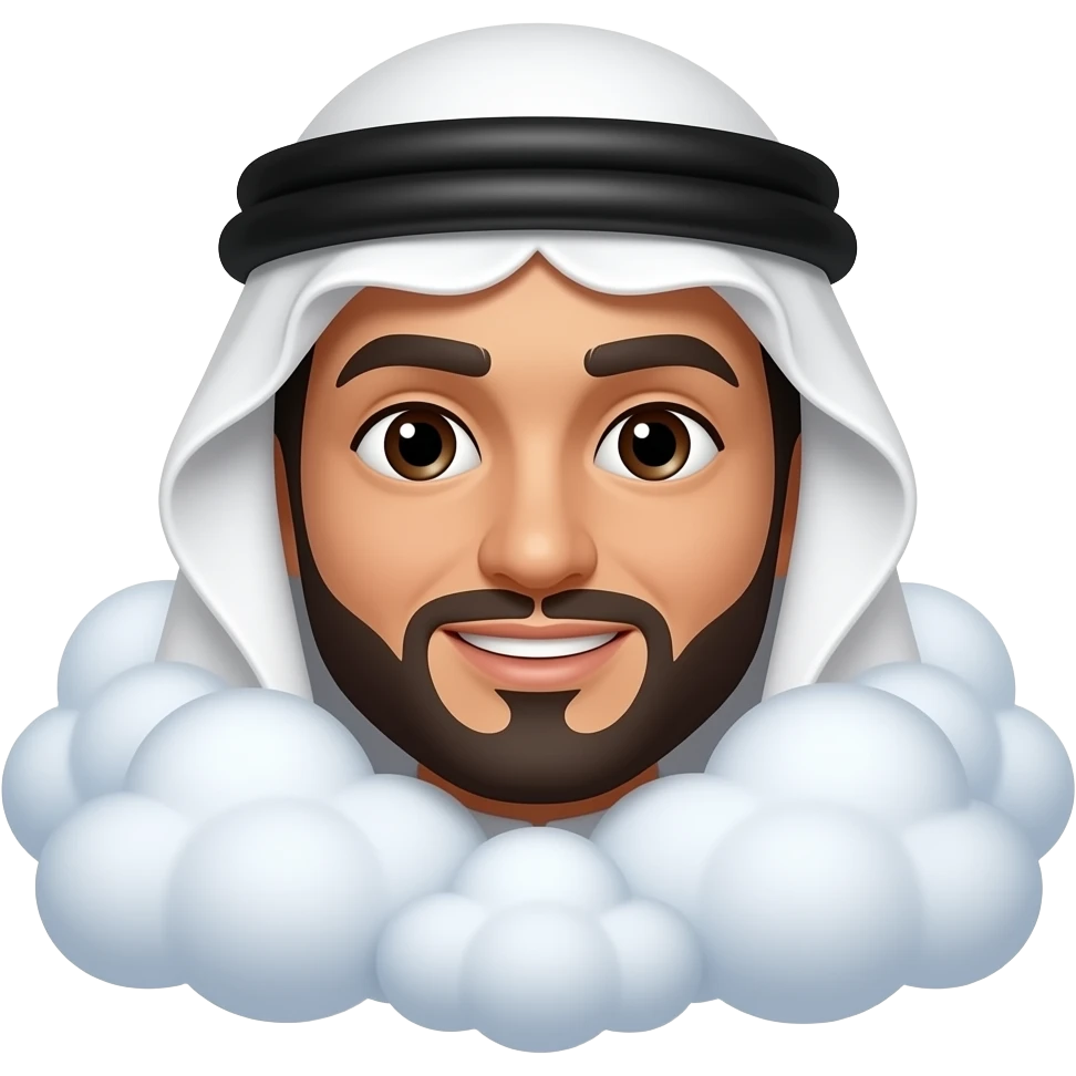 Árabe rostro con nubes su alrededor emoji