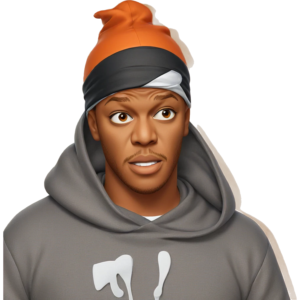 hooded boy on orange background emoji