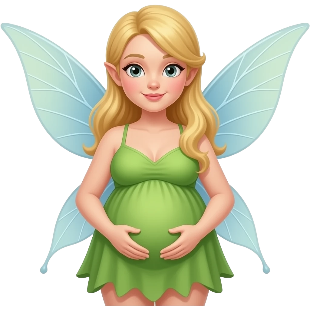 A fairy with a large overstuffed tummy makes her look heavily pregnant,her bellybutton likes kissing everything. emoji