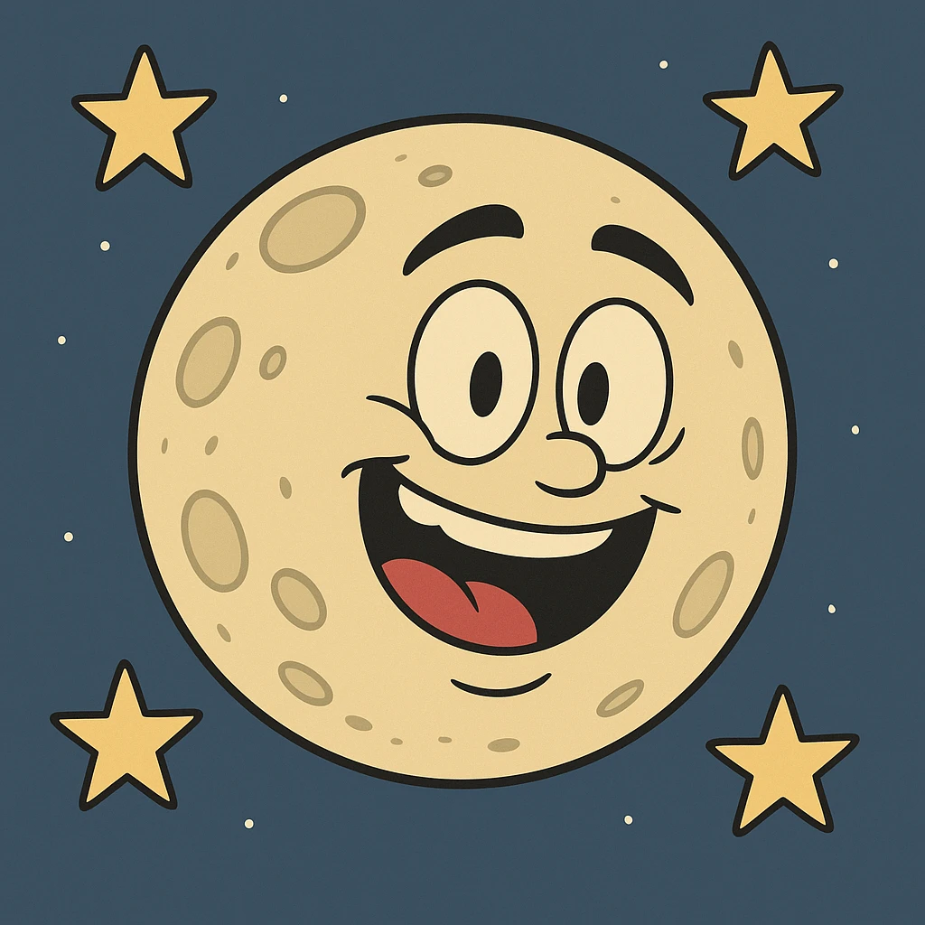 A smiling moon with stars emoji