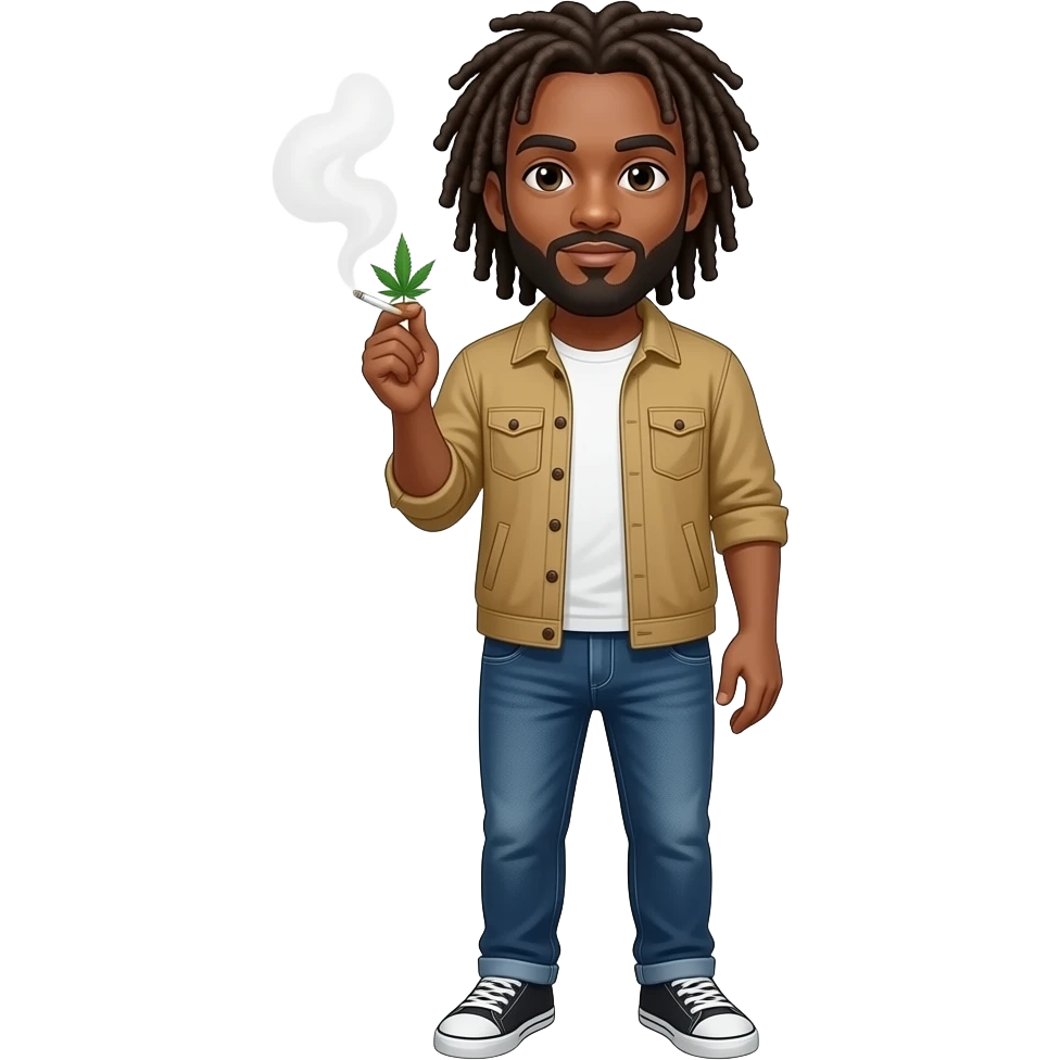 White and no hair, backeyed, rastaman smoking weed emoji