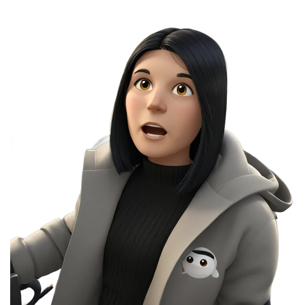 girl with black hair beside car emoji