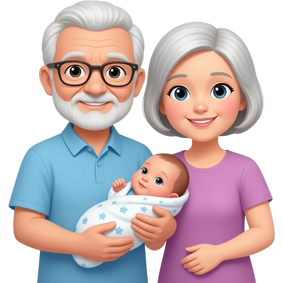 old man and woman become grandparents emoji