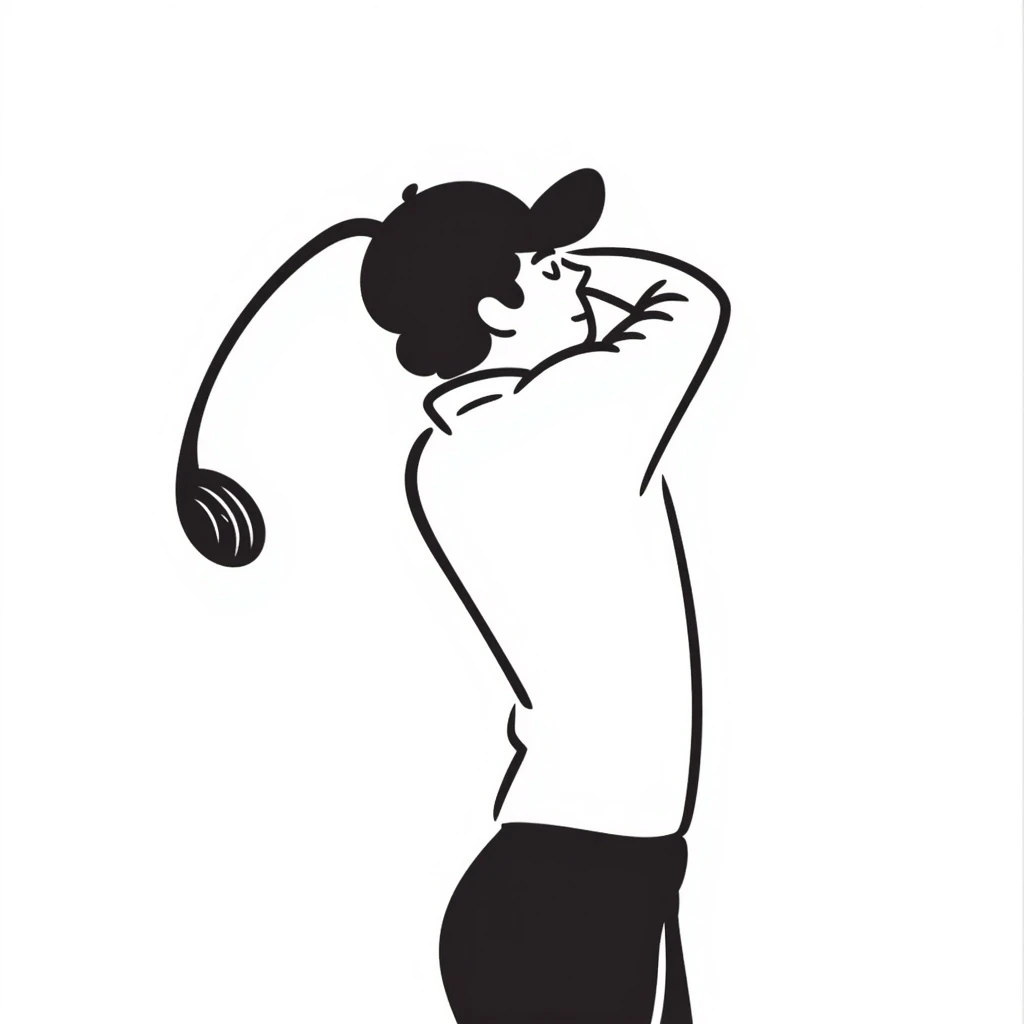 A golfer hitting a slice back view emoji