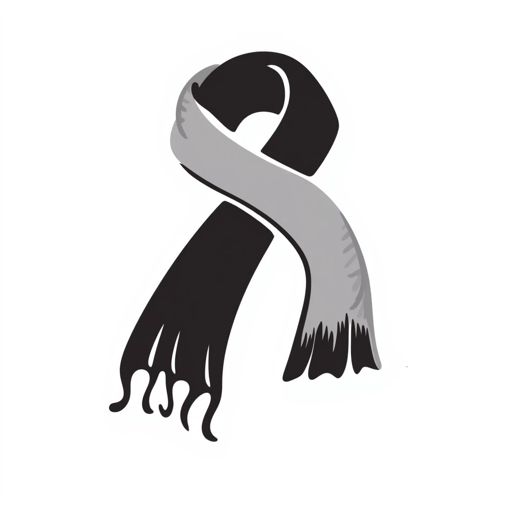 a scarf, hand drawn black outline doodle style emoji