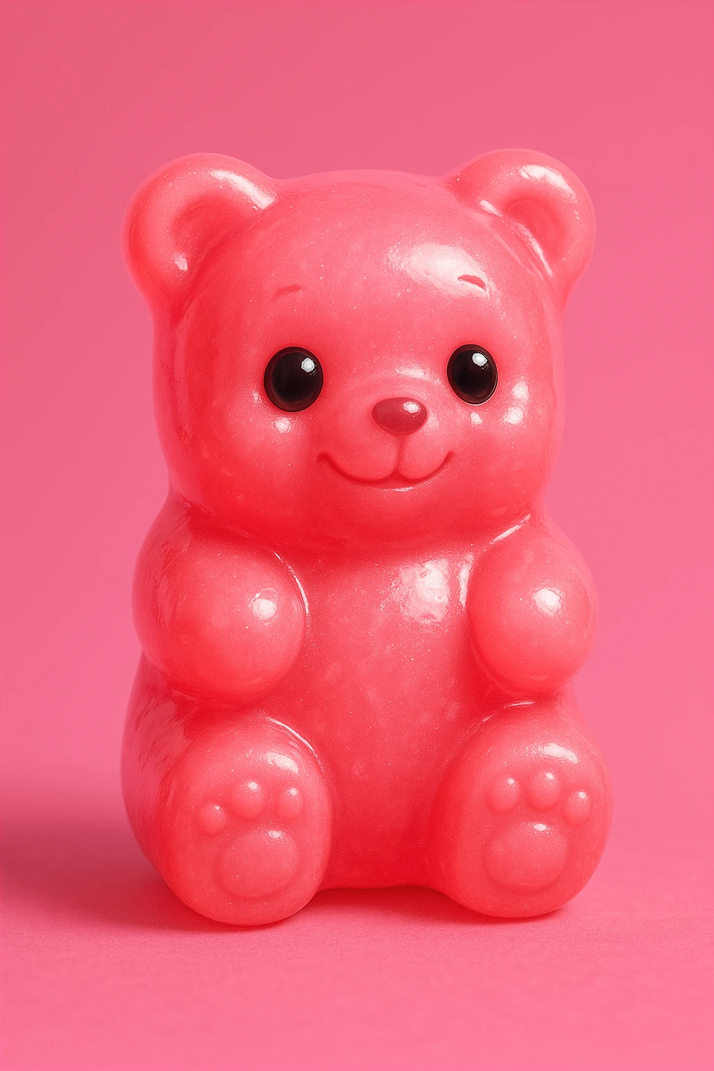 a pink gummy bear, soft and translucent, cute and appealing style emoji