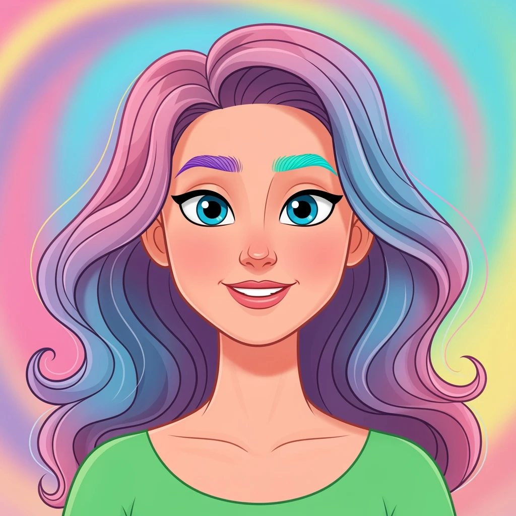 a woman with thin eyebrows (cartoon colourful style) emoji