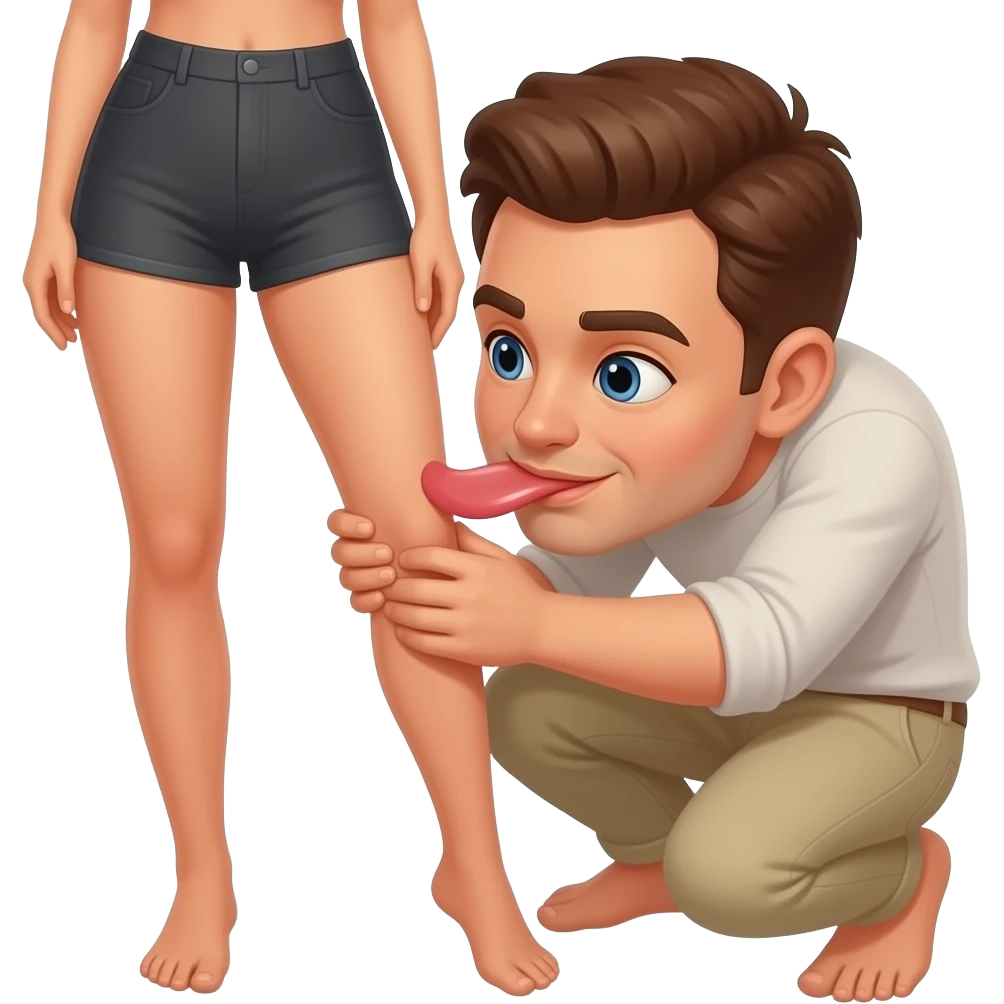 Man licking woman’s thigh emoji
