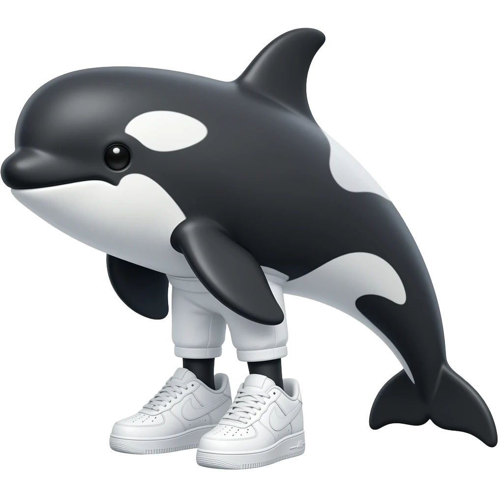 Orca 🫍 con zapatos Nike air force blancos emoji