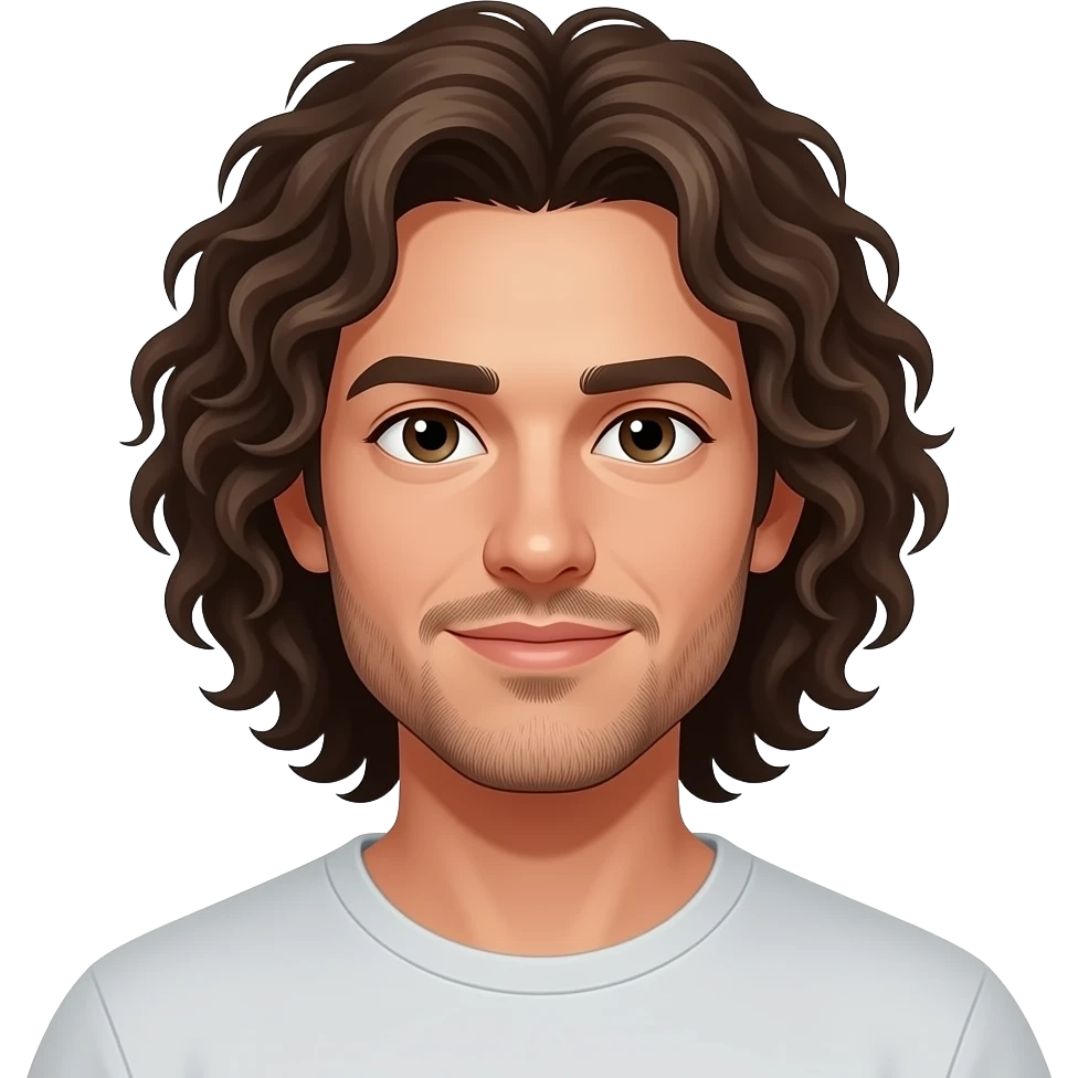 man with long curly hairs emoji