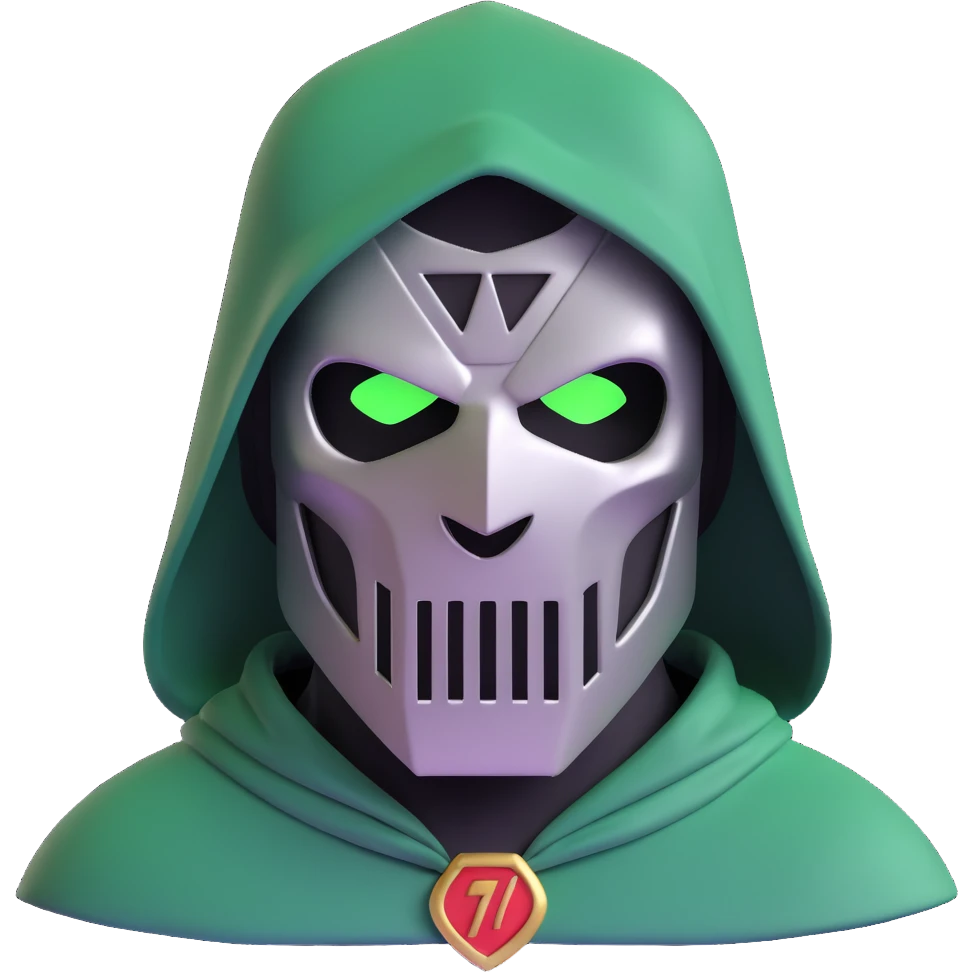 Doctor Doom with metal mask and green hood emoji