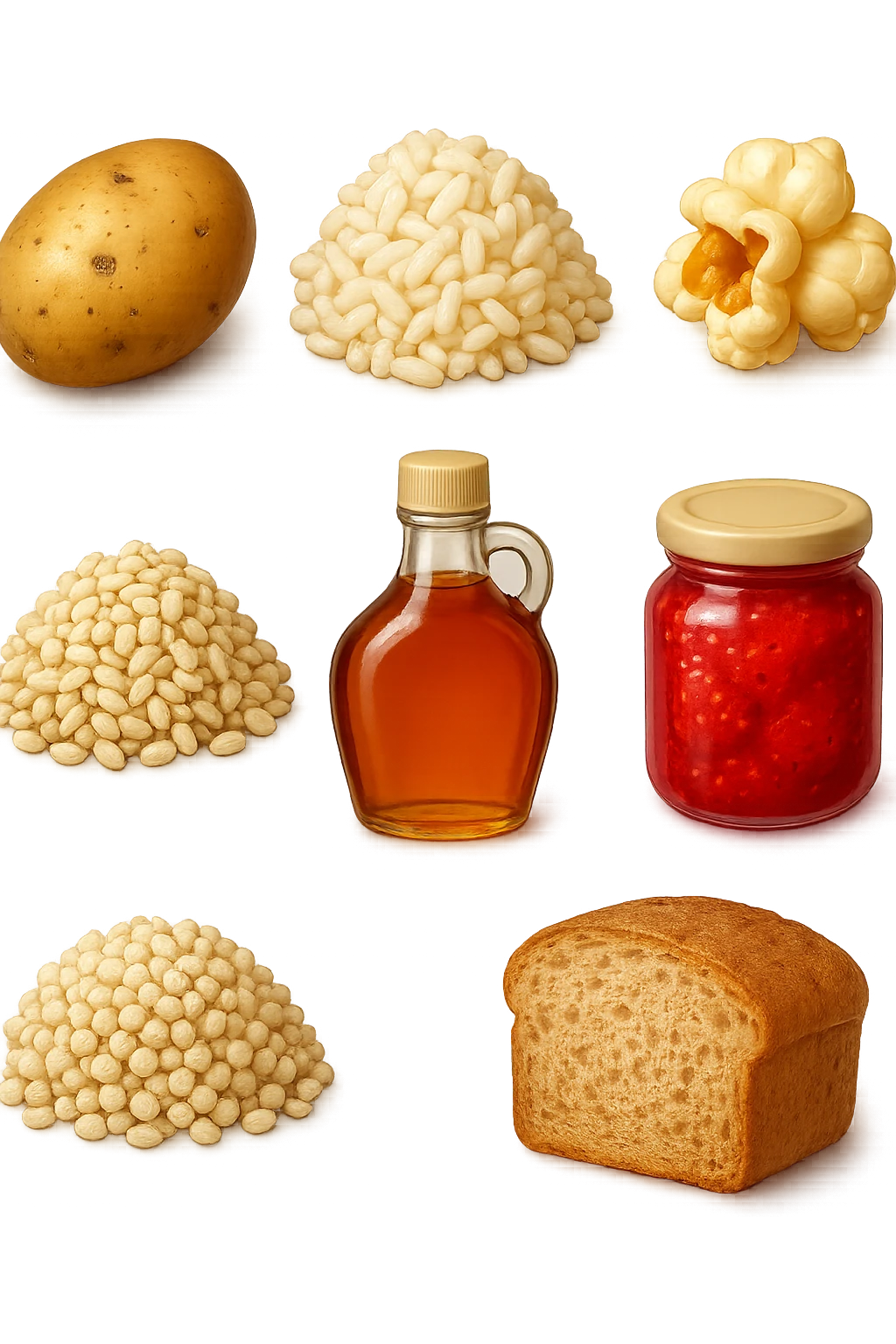 EMOJI STILE IPHONE DI Patate
Riso
Popcorn
Avena
Quinoa
Sciroppo d’acero
Marmellata di fragole
Pane di farro, fluttuano in aria REALISTICA 4K emoji