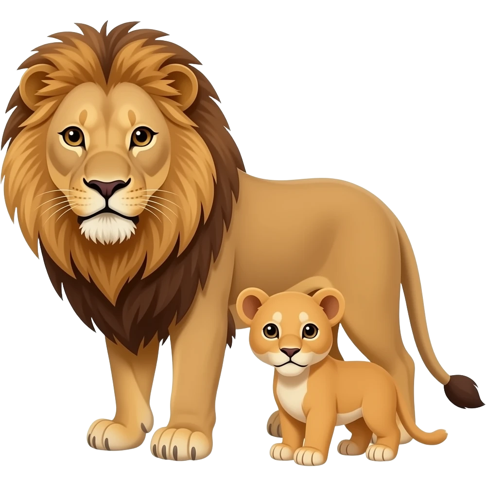 Mother lion and her little cub emoji