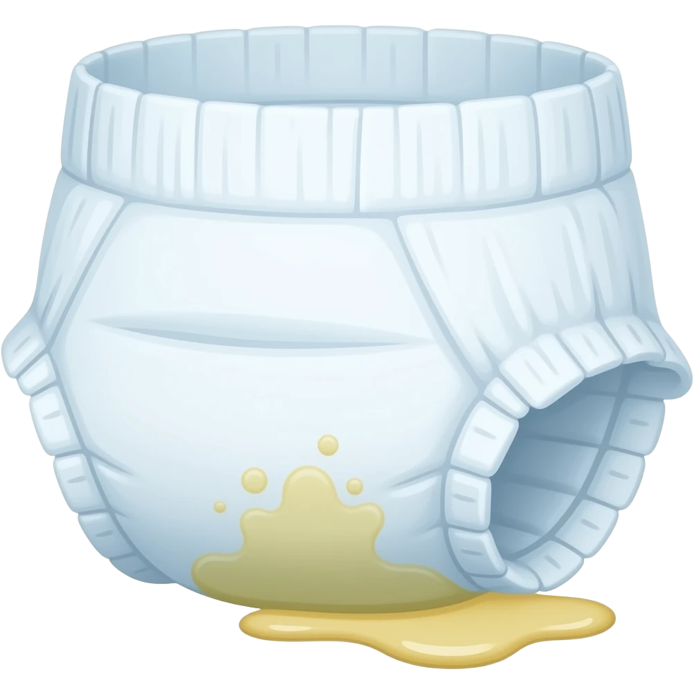 Wet diaper with yellow stain on the bottom from pee emoji