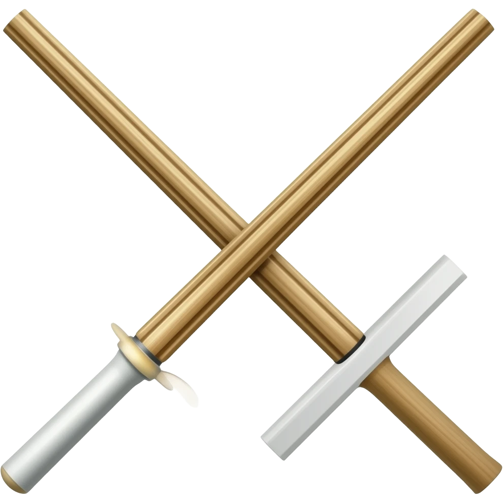 make an emoji of a kendo sword wooden shinai both wooden make the handle white emoji