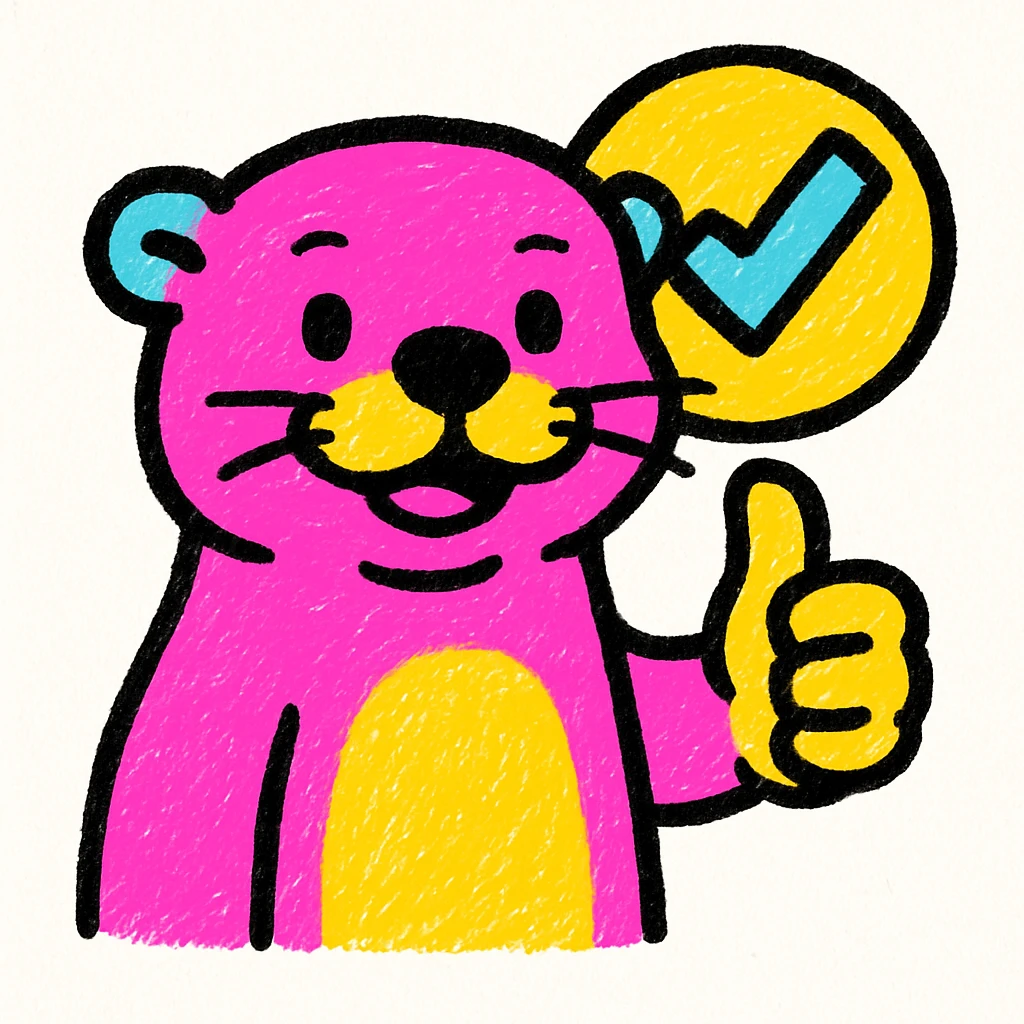 otter giving a thumbs up, with a stamp of approval in the background, vibrant colors emoji