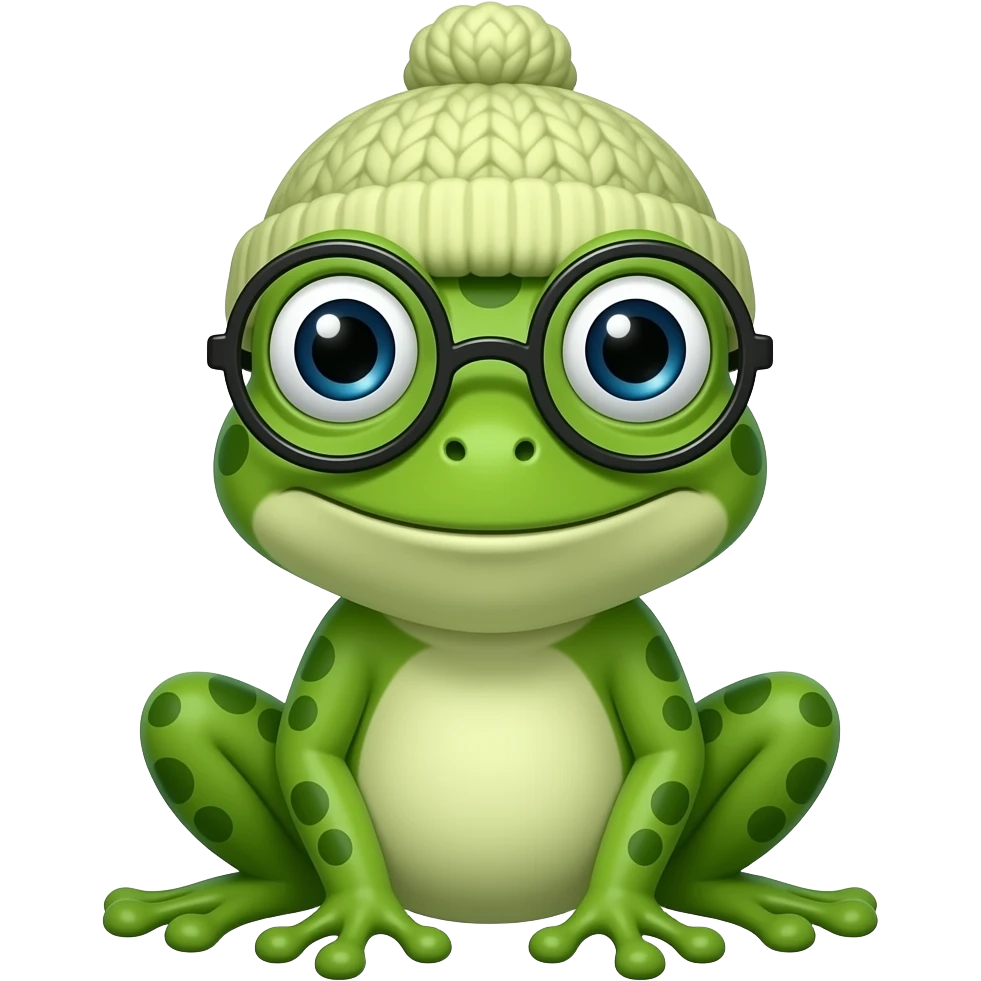 A frog With glasses and a bonnet on emoji