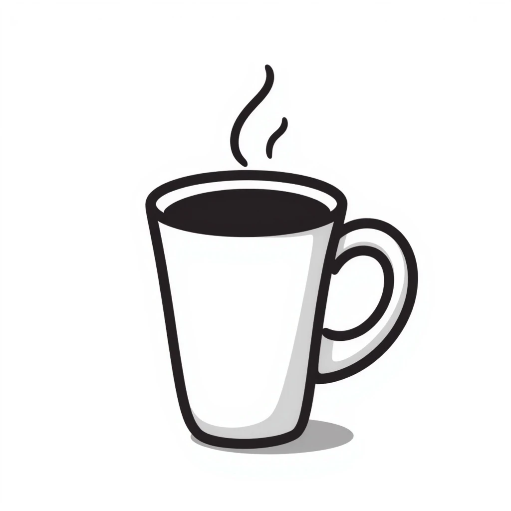 a hand drawn doodle of a coffee emoji