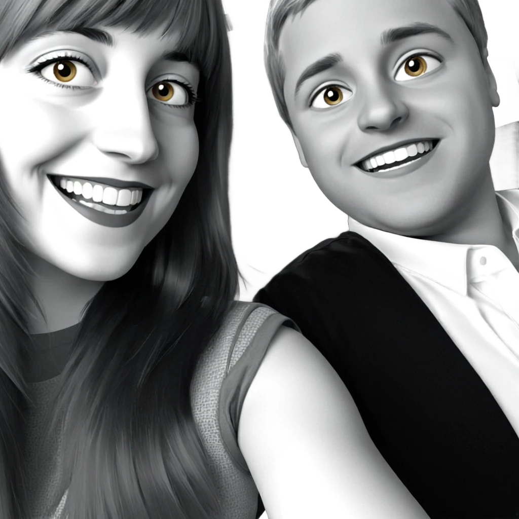 smiling girl and boy portrait emoji