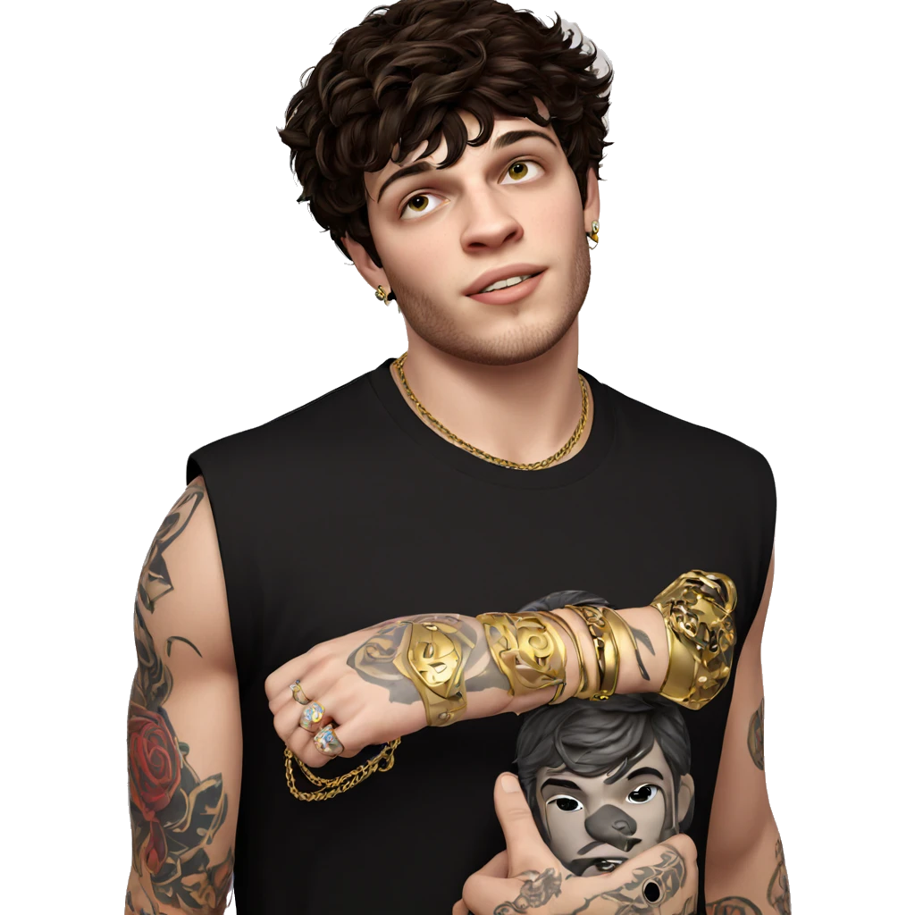 male with jewelry and tattoos emoji