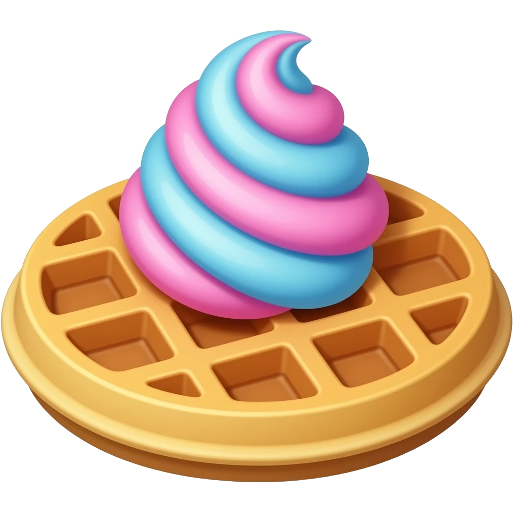 Waffle with cotton candy pink the blue emoji