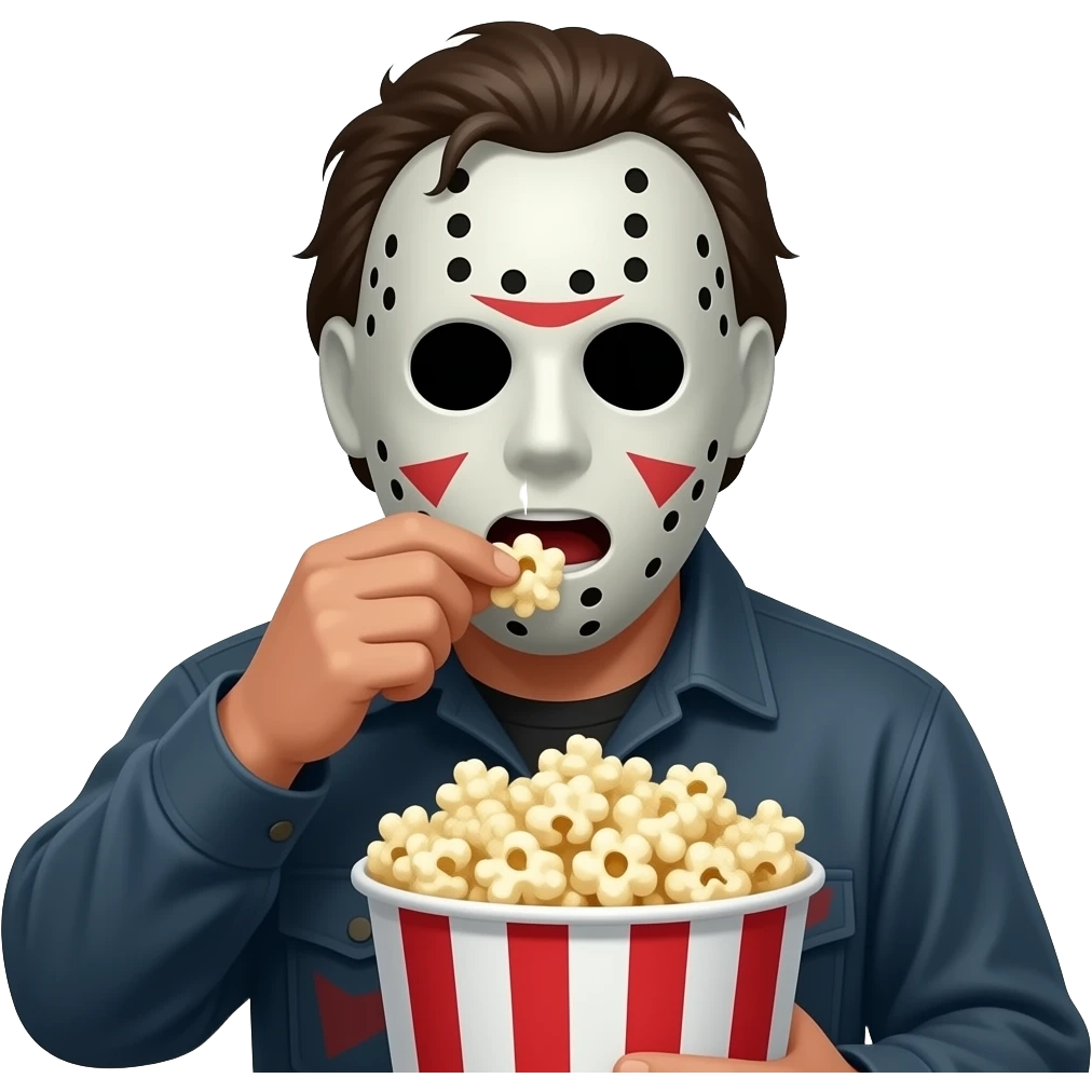 michael myers mask eating bucket of popcorn emoji