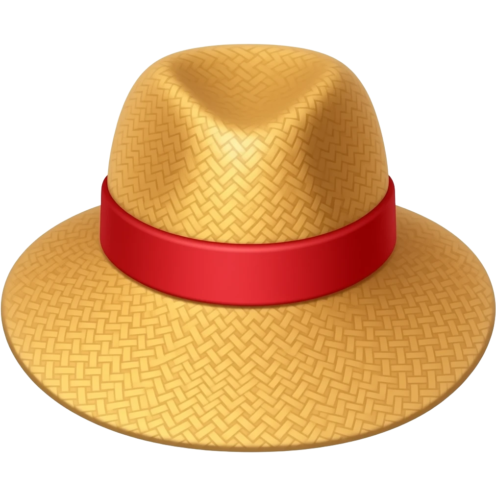 Un chapeau de paille avec un trait rouge emoji