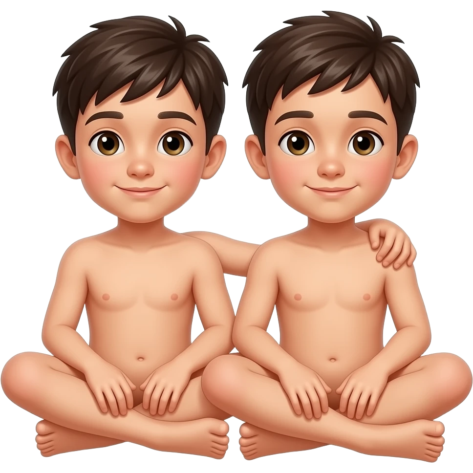 2 Boys naked sitting in each other lap emoji