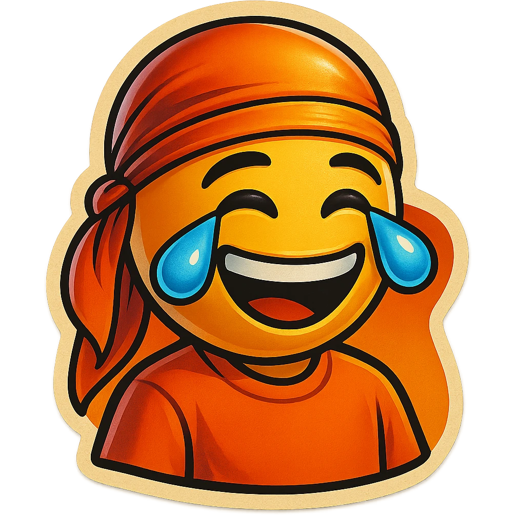 lol face laughing crying
orange shirt
make him smile
Change His durag To orange emoji