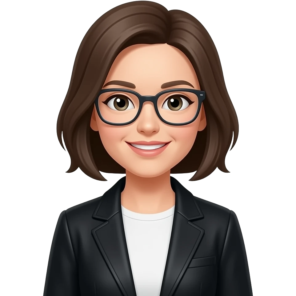 woman  in all Black jacket and Glass emoji