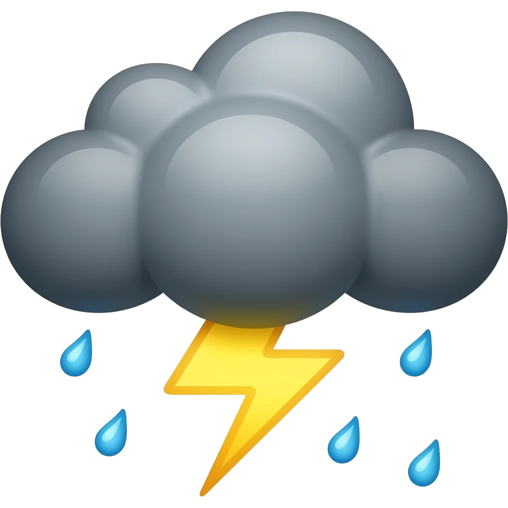 dark cloud with rain and lightning without background emoji