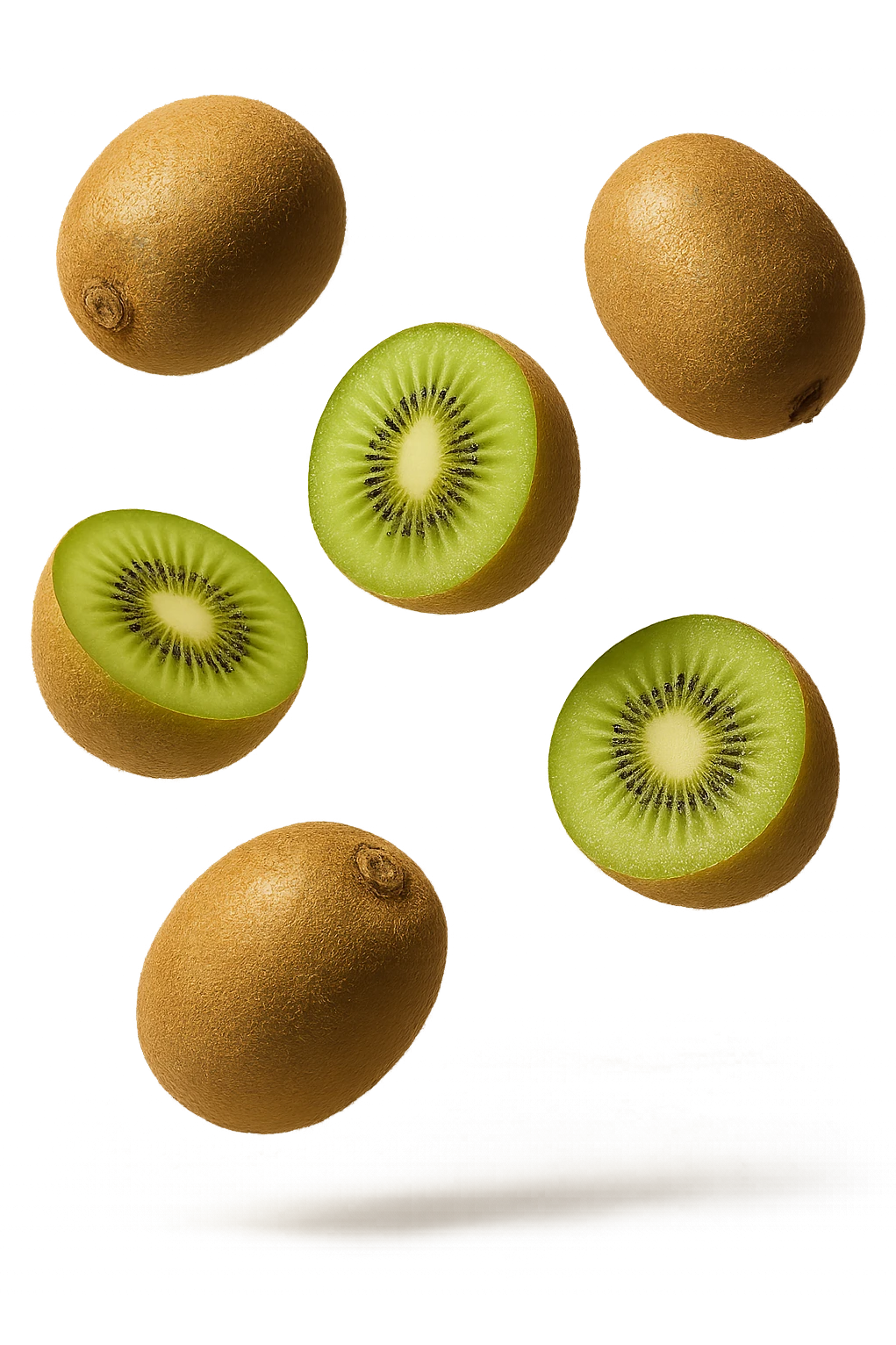 kiwi fluttuano in aria, iperrealistici 4k emoji
